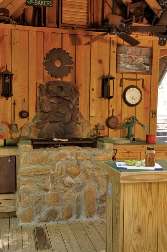 Kyle found the old Native American grinding stone that adorns the outdoor grill just a few feet from where the cabin now stands.